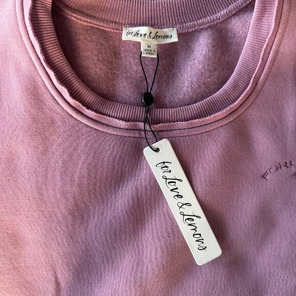 NWT For Love & Lemons Josie Cropped Crewneck Pullover Sweatshirt in Lilac, M - Picture 7 of 9